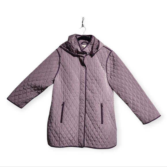 EUC GARNET HILL ESSENTIAL QUILTED COAT - PLUM SZ XL - Picture 2 of 10